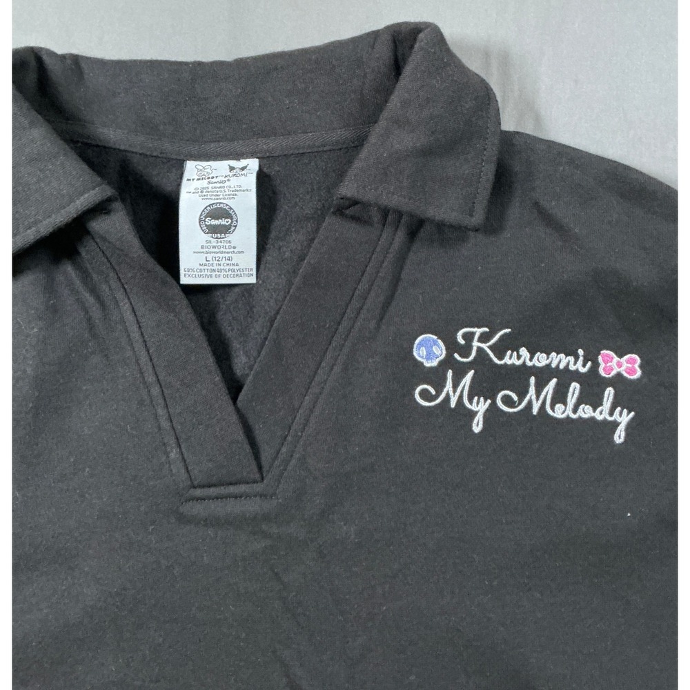 Sanrio Kuromi My Melody Black Polo Sweatshirt Long Sleeve Graphic Size Large - Picture 7 of 14